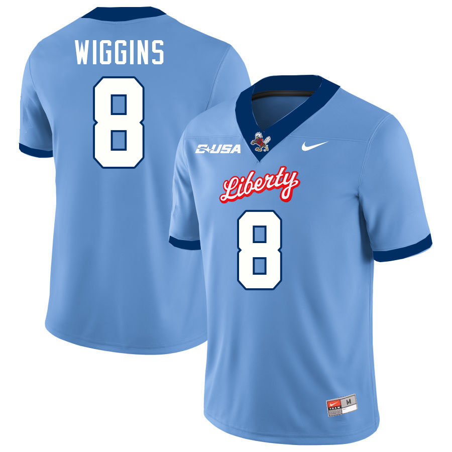 Liberty Flames #8 Joshua Wiggins College Football Jerseys Stitched-Light Blue